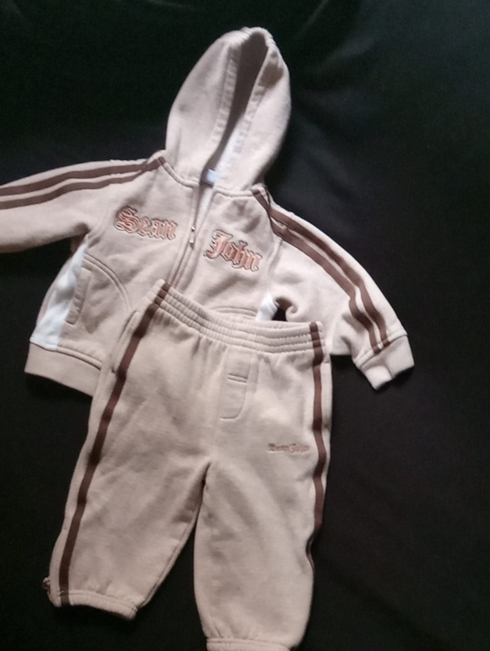 Sean John Beige and Brown Kids Matching Hoodie & Pants Set